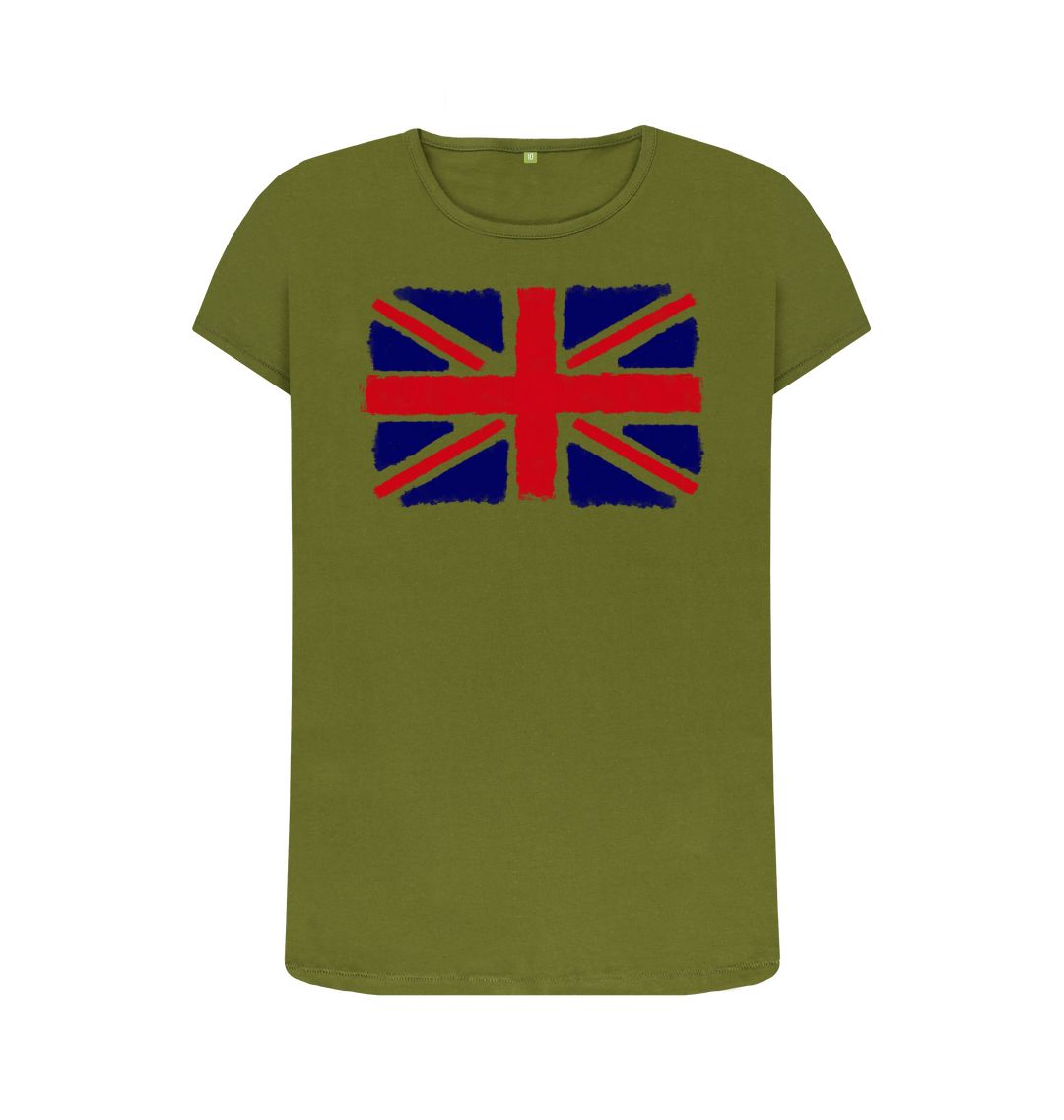 Moss Green Union Jack Women's Crew Neck T-Shirt