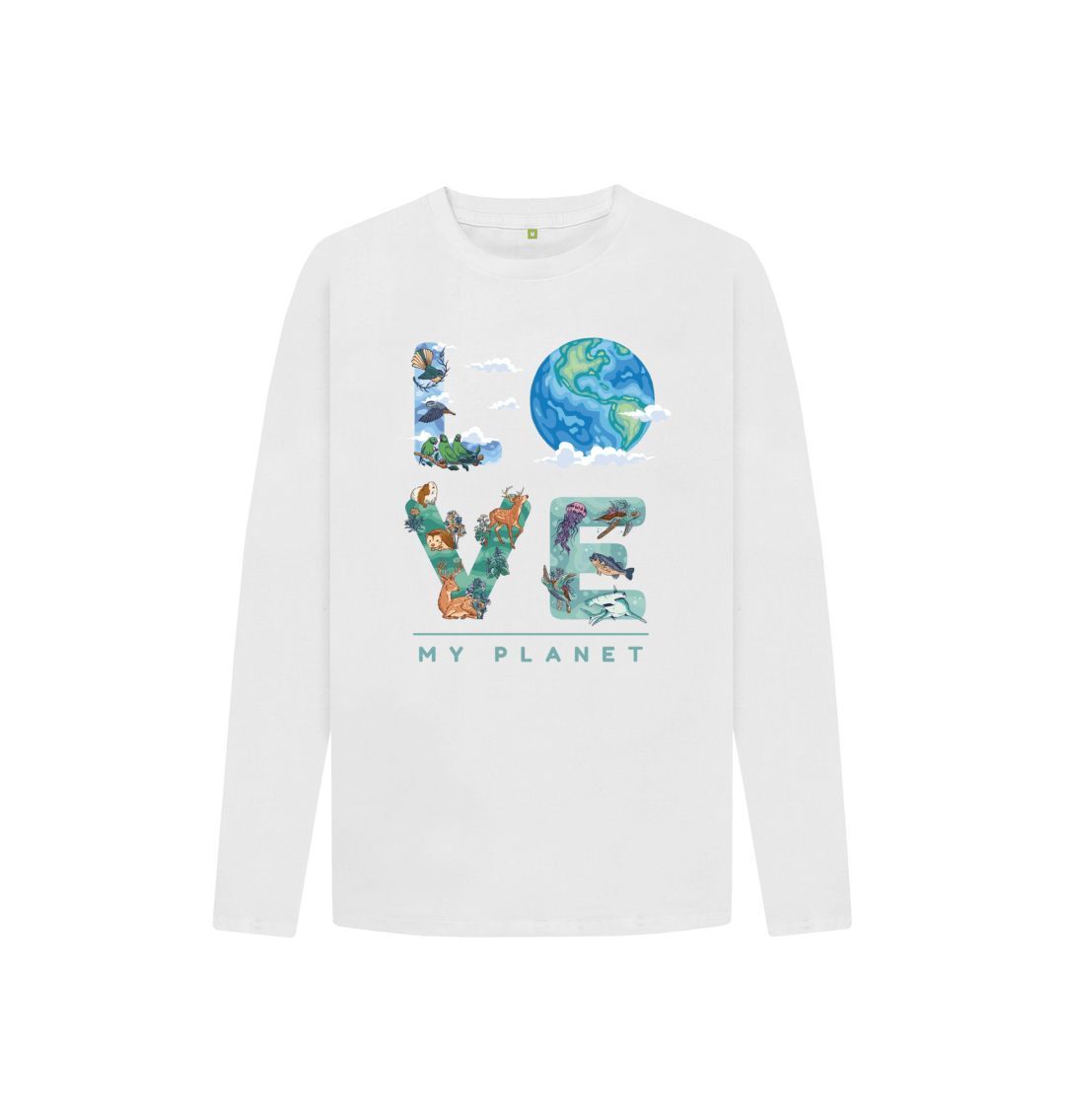 White Love My Planet Kids Long Sleeve T-Shirt