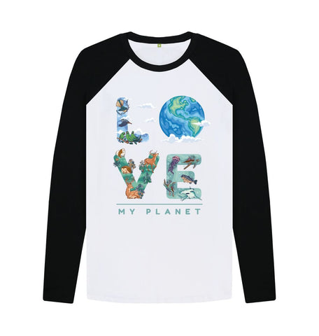 Black-White Love My Planet Men's Baseball T-Shirt