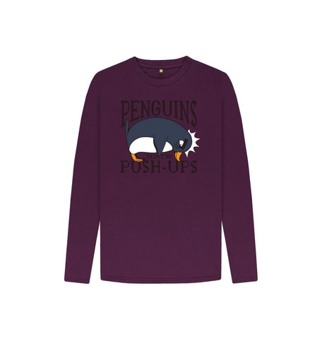 Purple Penguins Hate Push-Ups Kids Long Sleeve T-Shirt