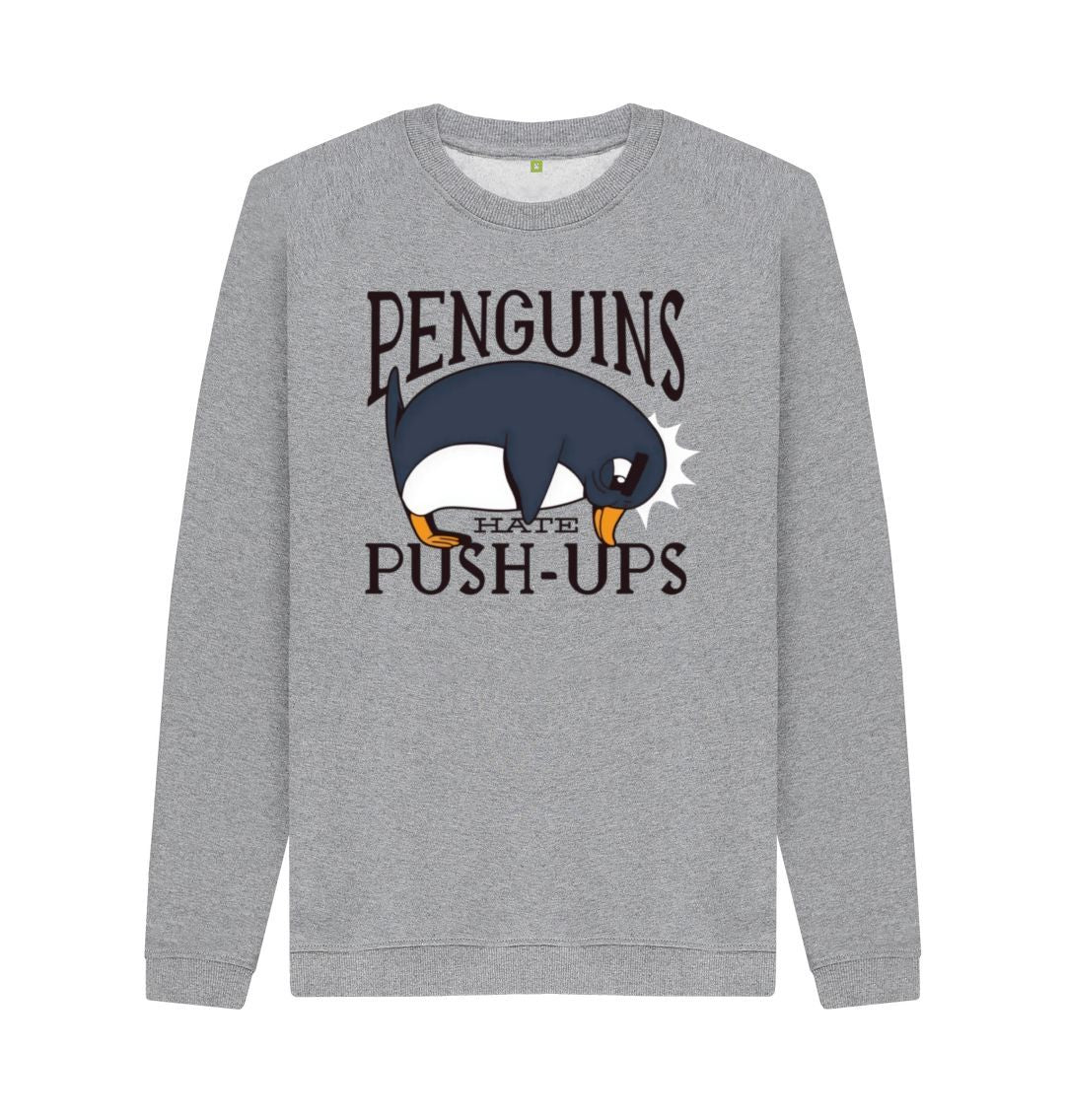 Light Heather Penguins Hate Push-Ups Men's Crew Neck Sweater