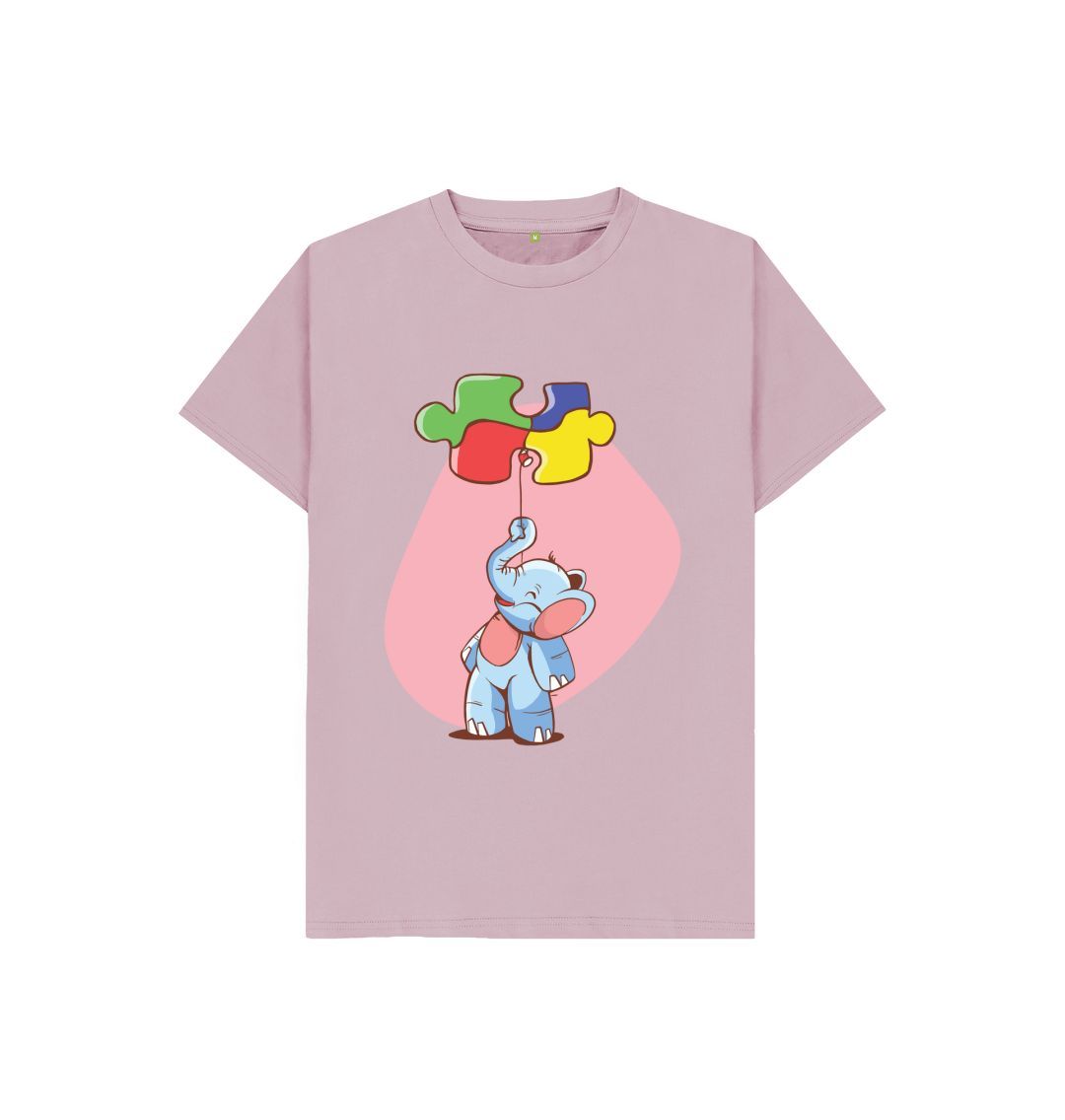 Mauve Elephant Balloon Puzzle Kids T-Shirt