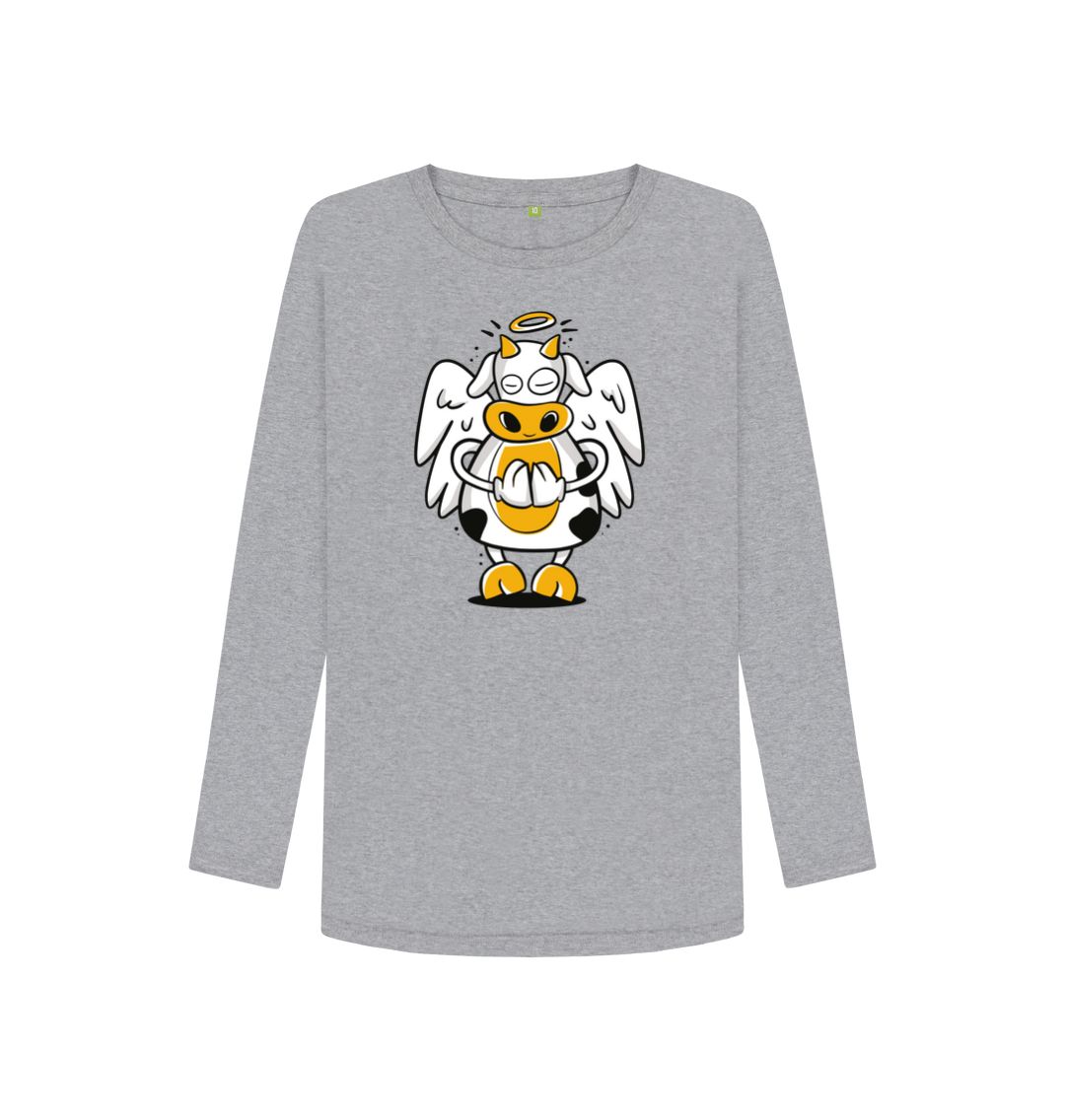 Athletic Grey Angelic Cow Women's Long Sleeve T-Shirt