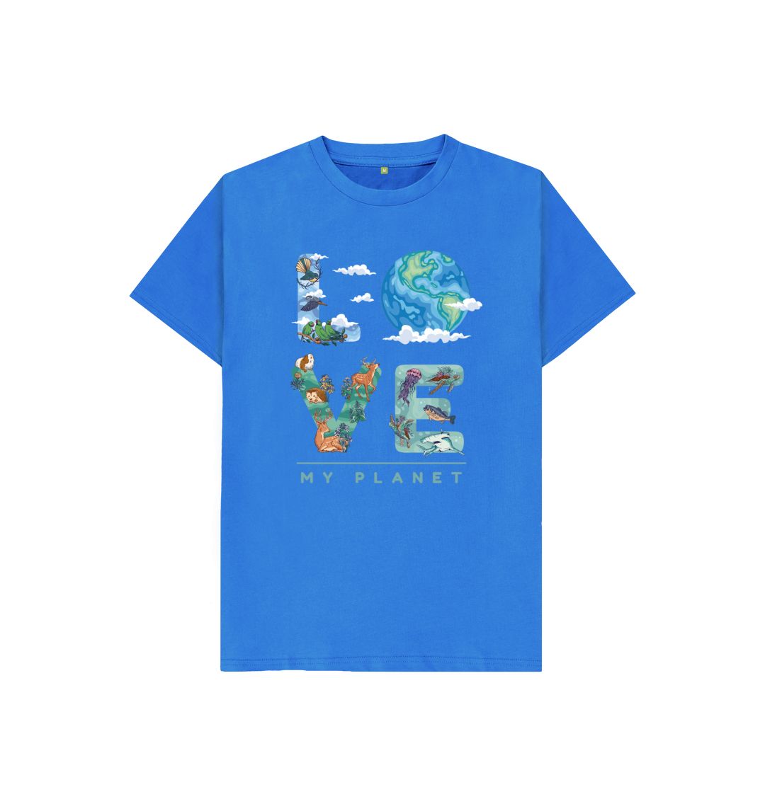 Bright Blue Love My Planet Kids T-Shirt