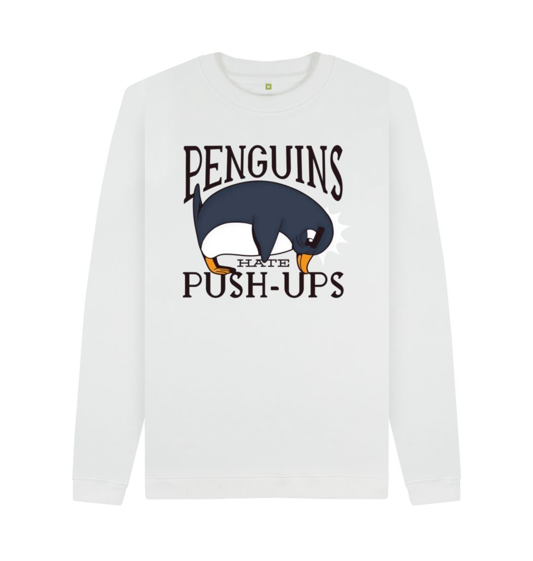 White Penguins Hate Push-Ups Men's Crew Neck Sweater