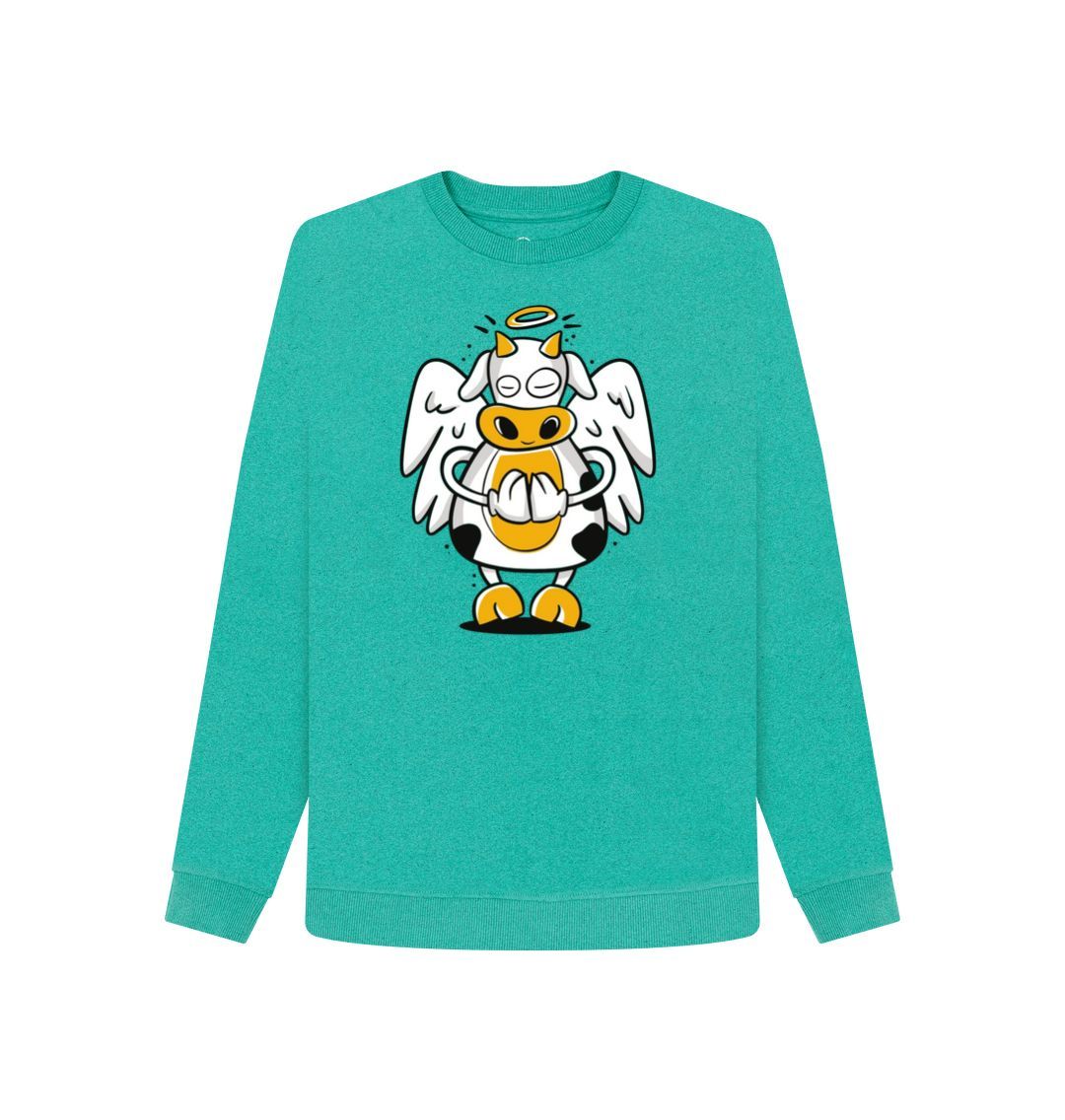 Seagrass Green Angelic Cow Women's Remill Sweater