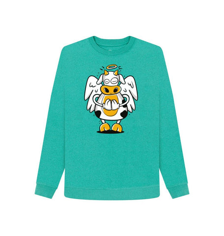 Seagrass Green Angelic Cow Women's Remill Sweater