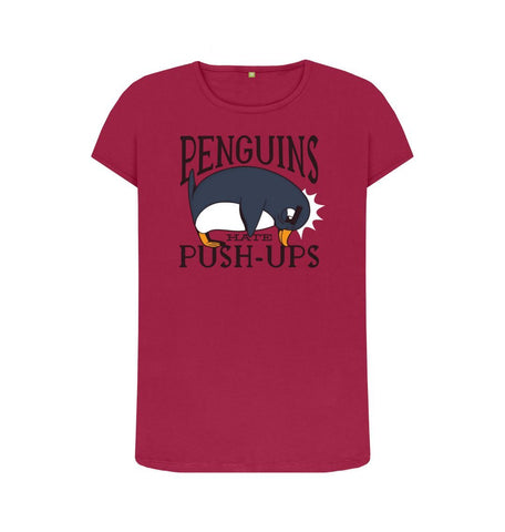 Cherry Penguins Hate Push-Ups Women's Crew Neck T-Shirt
