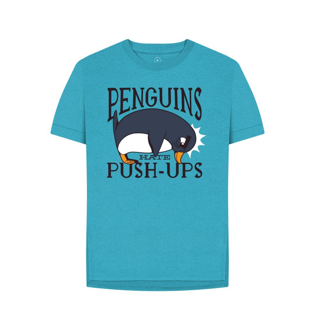 Ocean Blue Penguins Hate Push-Ups Women's Remill Relaxed Fit T-Shirt