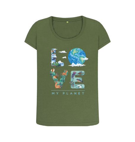 Khaki Love My Planet Women's Scoop Neck T-shirt