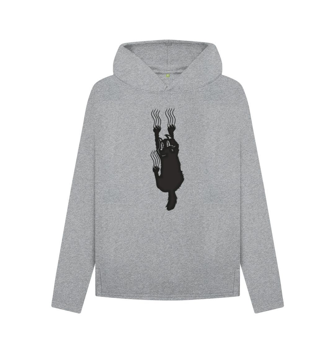 Athletic Grey Hang In There Cat Women's Relaxed Fit Hoodie