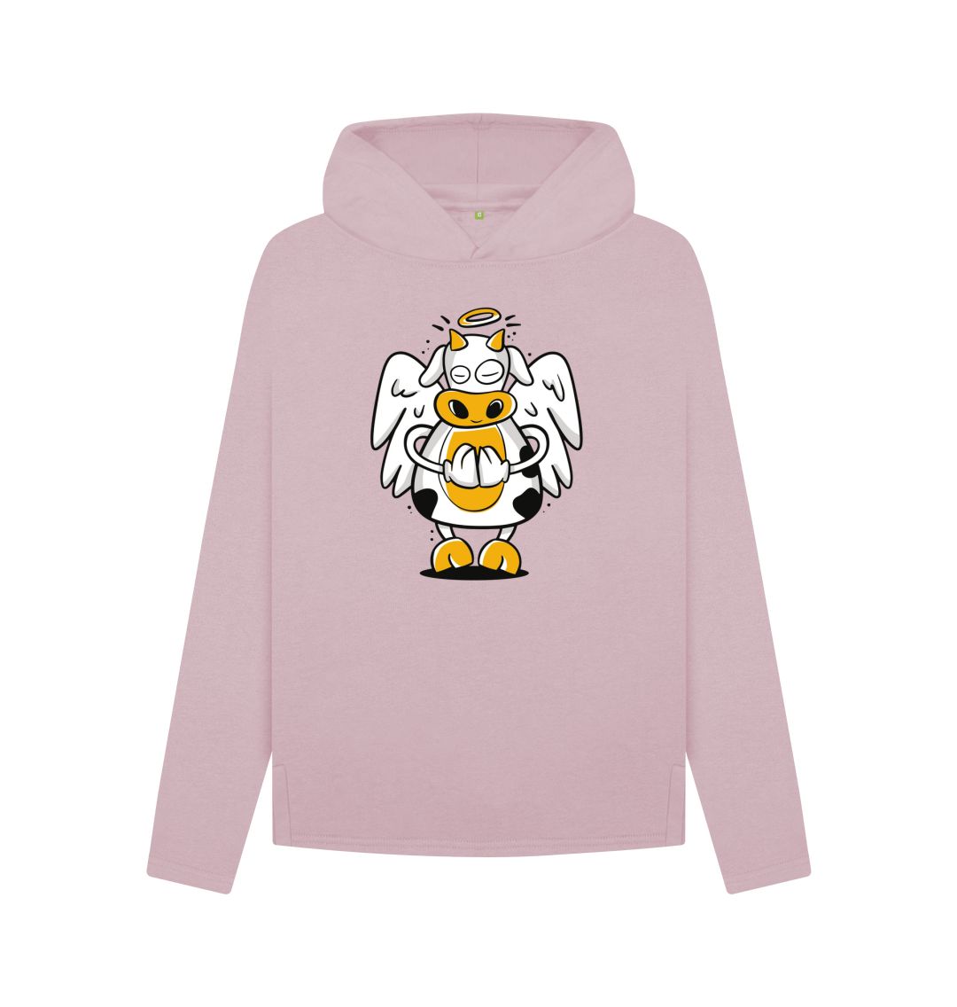 Mauve Angelic Cow Women's Relaxed Fit Hoodie