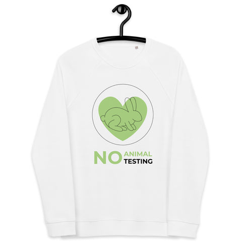 No Animal Testing Unisex Organic Raglan Sweatshirt