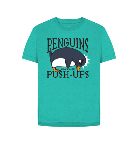 Seagrass Green Penguins Hate Push-Ups Women's Remill Relaxed Fit T-Shirt