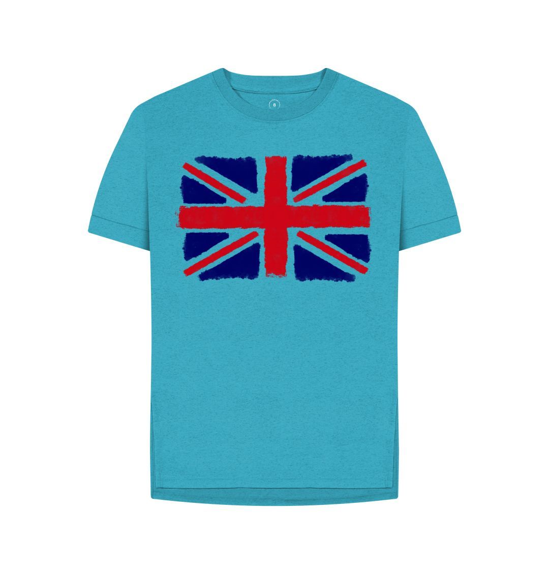 Ocean Blue Union Jack Women's Remill Relaxed Fit T-Shirt