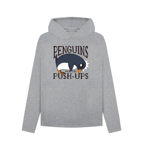 Athletic Grey Penguins Hate Push-Ups Women's Relaxed Fit Hoodie