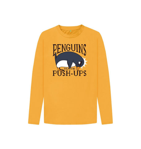 Mustard Penguins Hate Push-Ups Kids Long Sleeve T-Shirt