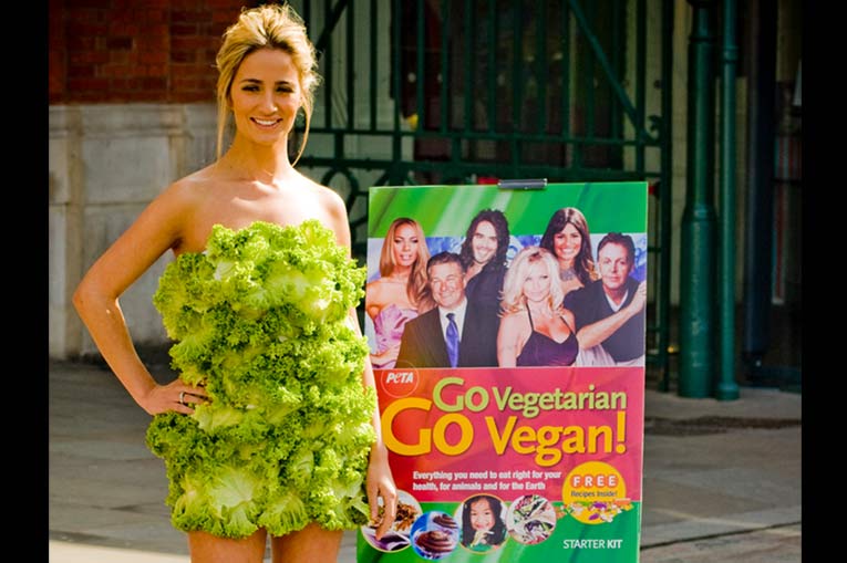 Chantelle Houghton dresses in lettuce for PETA campaign