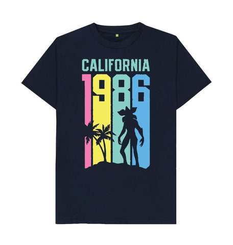Navy Blue Stranger Things California 1986 Cotton T-Shirt
