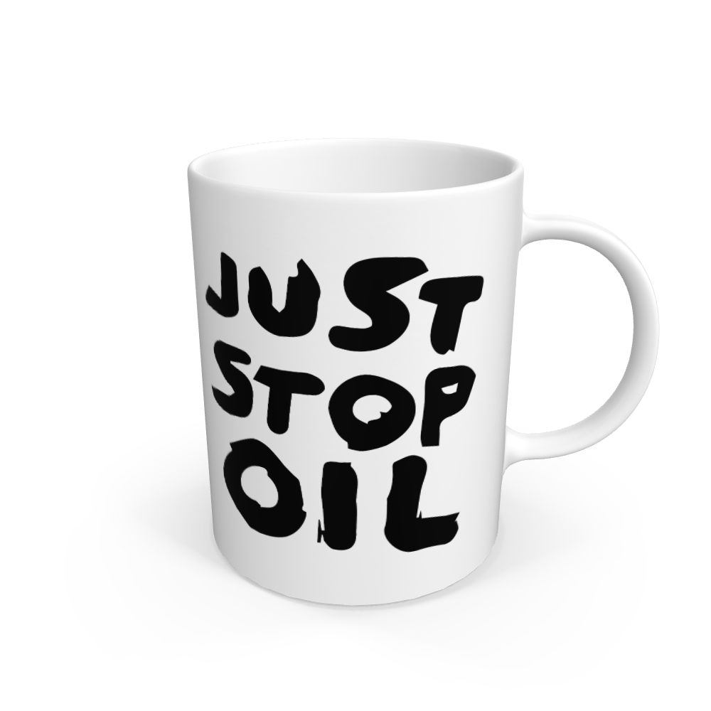 White Just Stop Oil Ceramic Mug