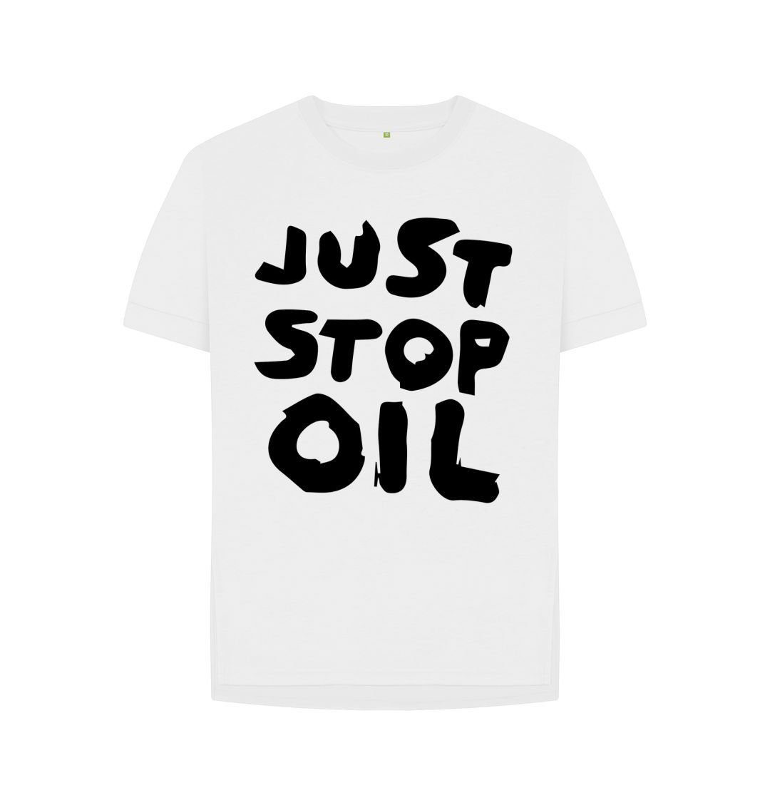 White Just Stop Oil x Skull Women's Relaxed Fit Tee