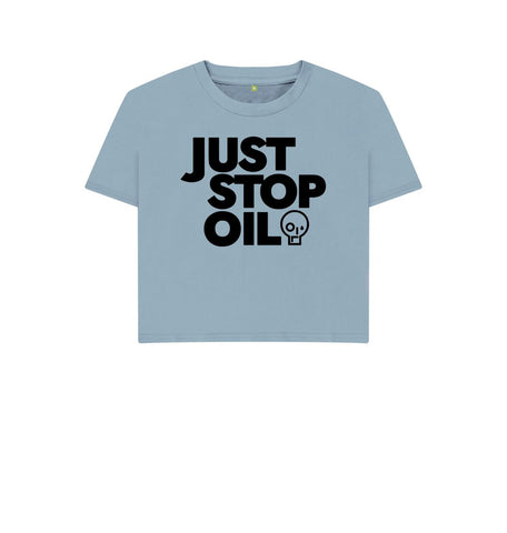 Stone Blue Just Stop Oil Women's Boxy Tee