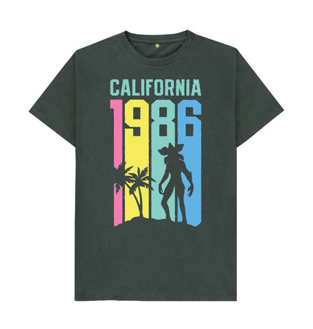 Dark Grey Stranger Things California 1986 Cotton T-Shirt