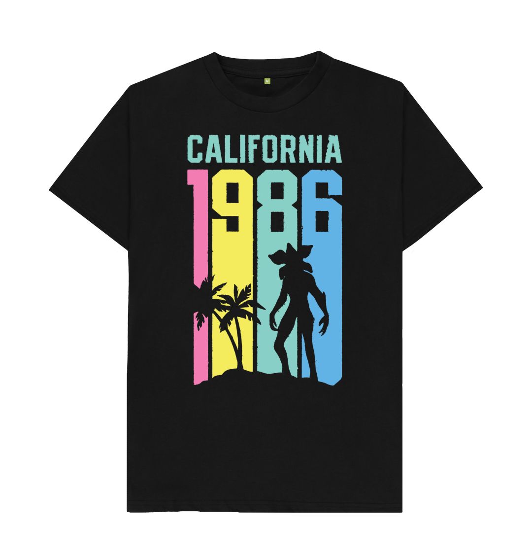 Black Stranger Things California 1986 Cotton T-Shirt