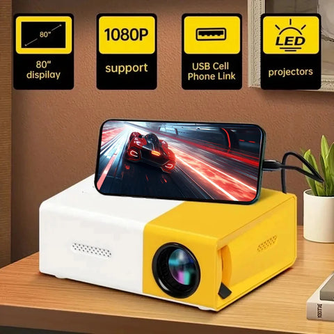 Portable new home projector, support 1080P, immersive home theater, suitable for home/outdoor/office, compatible USB/HDMI/AV