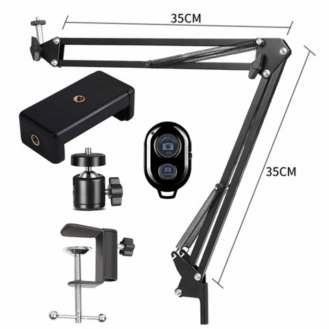 Flexible Arm Tripod For Phone Stand Table Folded Anchor 360° Rotation Online Desktop Laptop Video Live Overhead Shot Photography