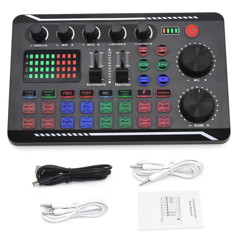 Live Sound Card And Audio Interface With DJ Mixer Effects Voice Changer Bluetooth-compatible Mixer For Live Streaming Singing