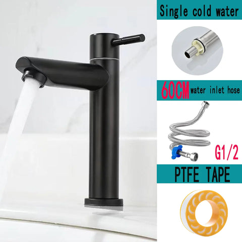 A Stainless Steel Washbasin Faucet. Single Cold Water, 1/2 Inch Public Dathroom. Bathroom. Balcony (Without Inlet Hose)