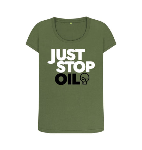 Khaki Just Stop Oil Women's Scoop Neck T-shirt