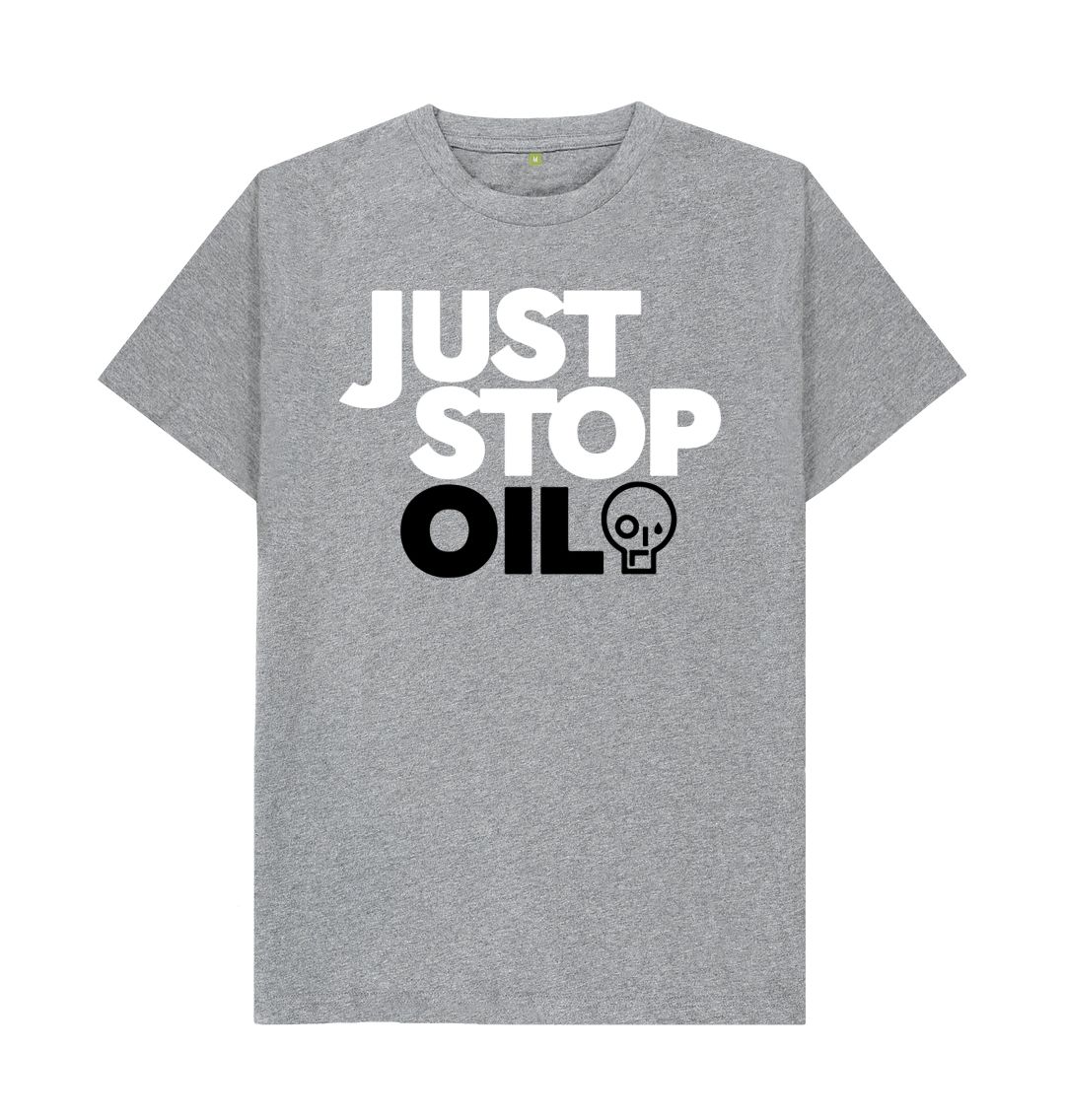 Athletic Grey Just Stop Oil Men's Organic Cotton T-Shirt