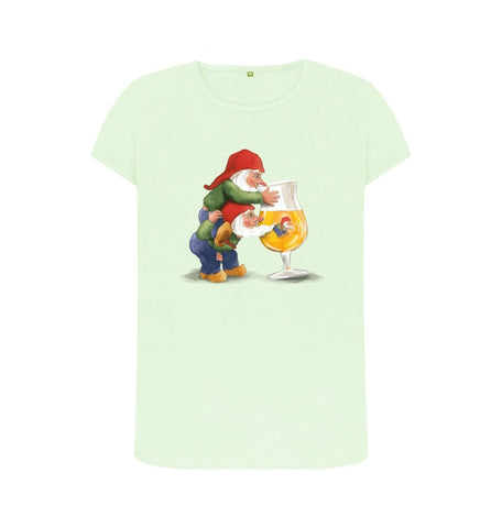 Pastel Green Gnomes Drinking La Chouffe Women's Crew Neck T-Shirt