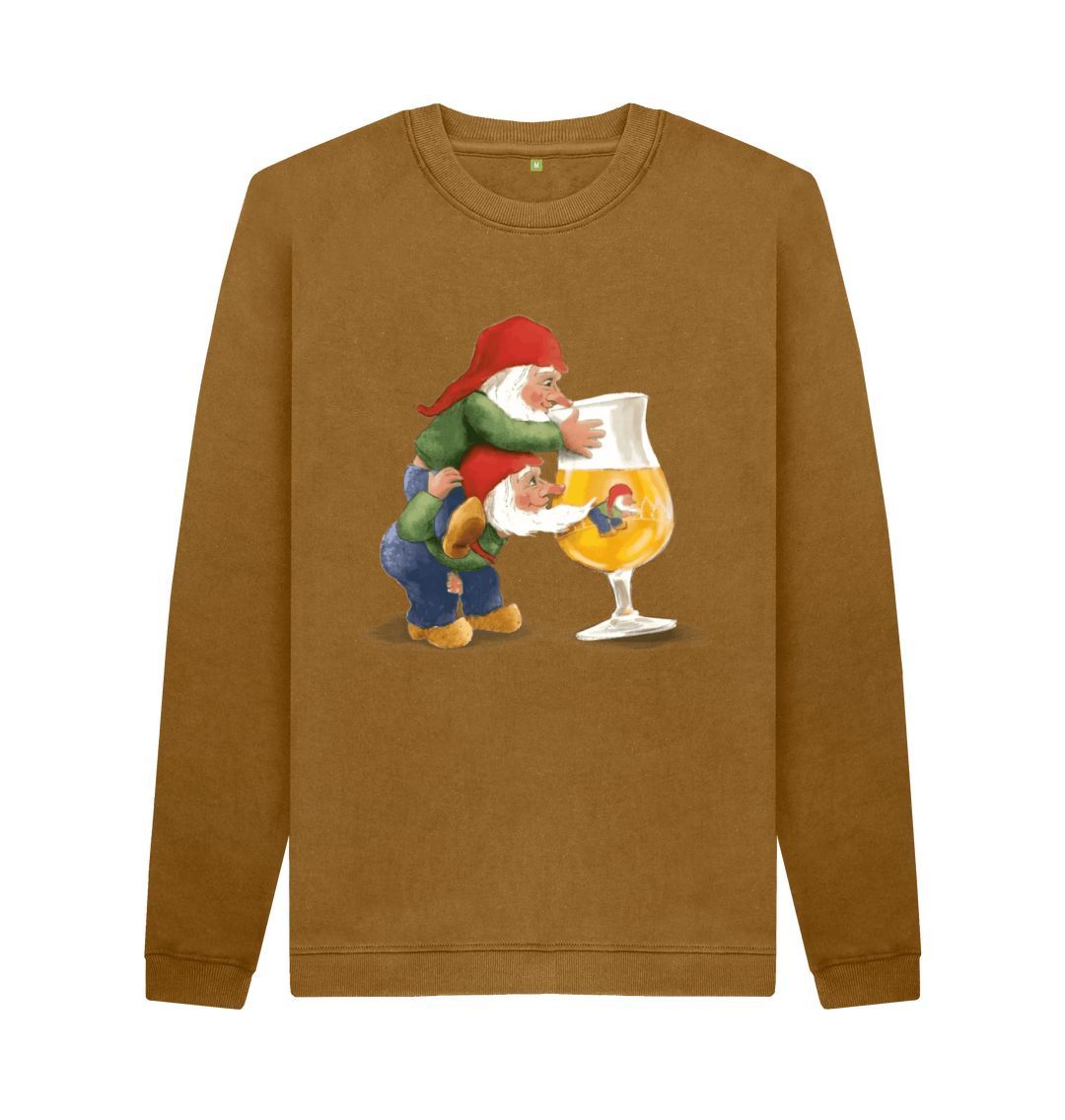 Brown Gnomes Drinking La Chouffe Men's Crew Neck Sweater