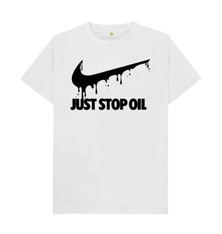 White Just Stop Oil Swoosh Men's T-Shirt