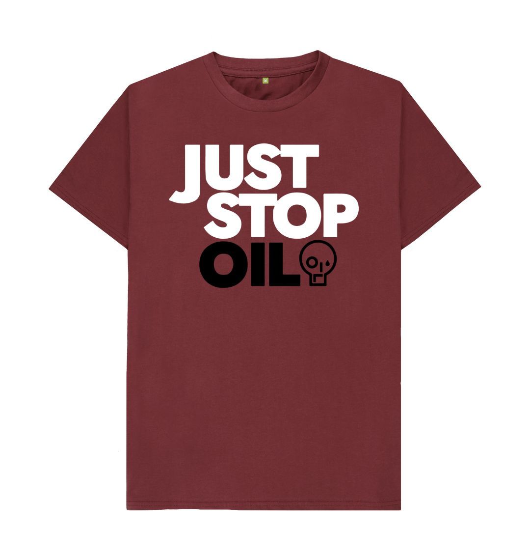 Red Wine Just Stop Oil Men's Organic Cotton T-Shirt