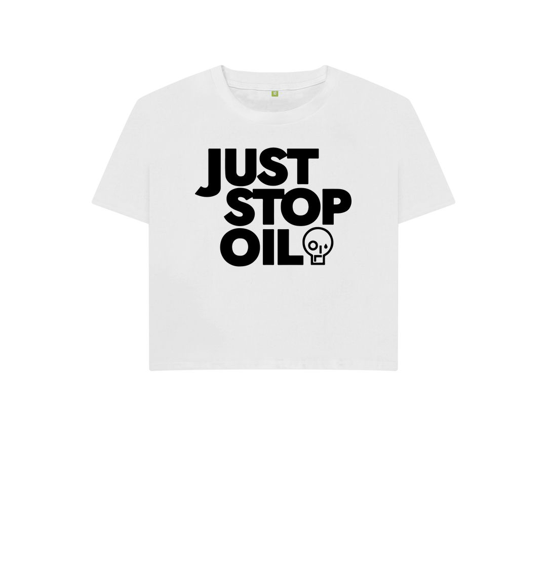 White Just Stop Oil Women's Boxy Tee
