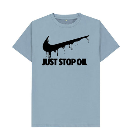 Stone Blue Just Stop Oil Swoosh Men's T-Shirt