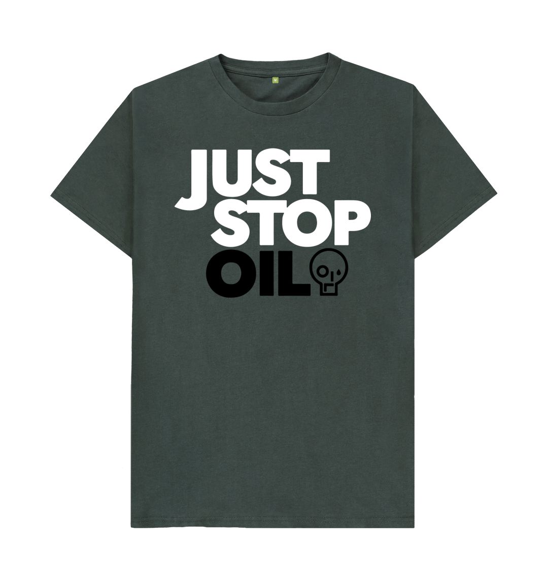 Dark Grey Just Stop Oil Men's Organic Cotton T-Shirt