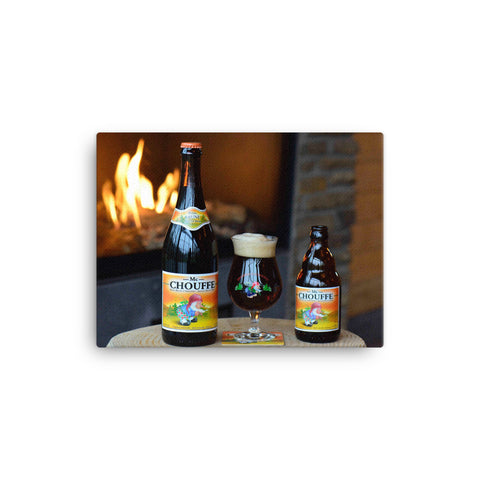 Mc Chouffe by the Fireside Canvas Print