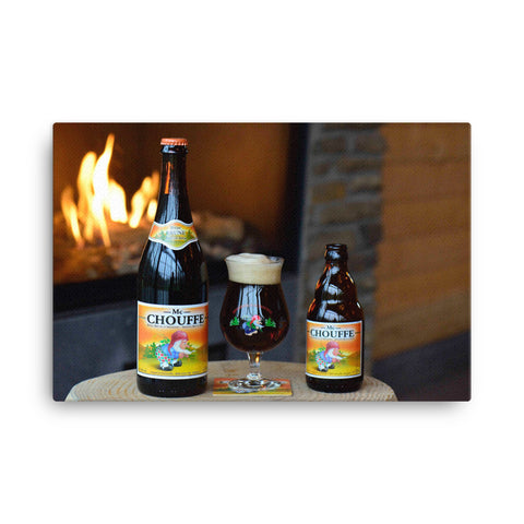 Mc Chouffe by the Fireside Canvas Print