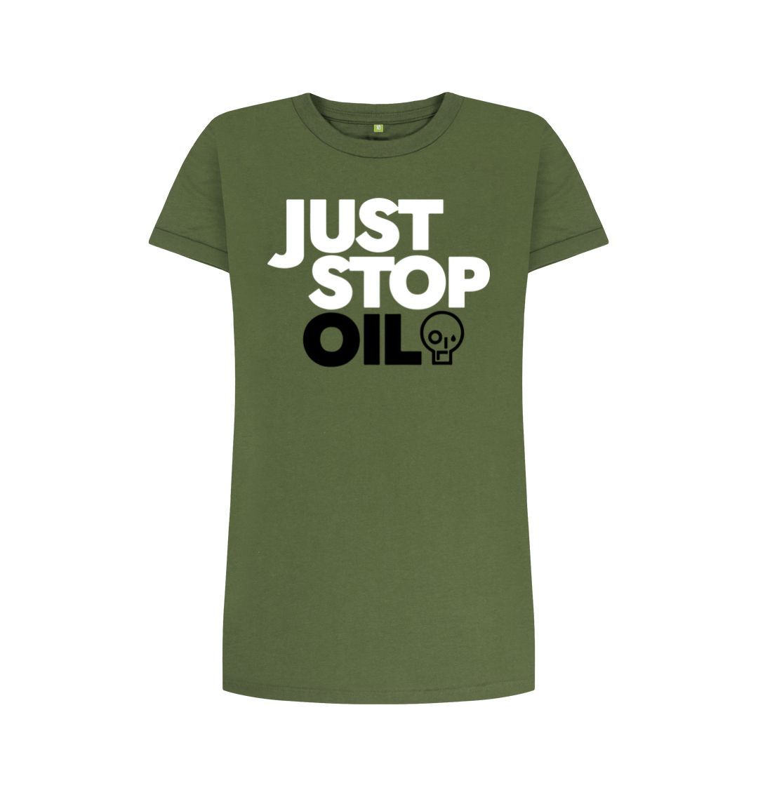 Khaki Just Stop Oil Women's T-Shirt Dress