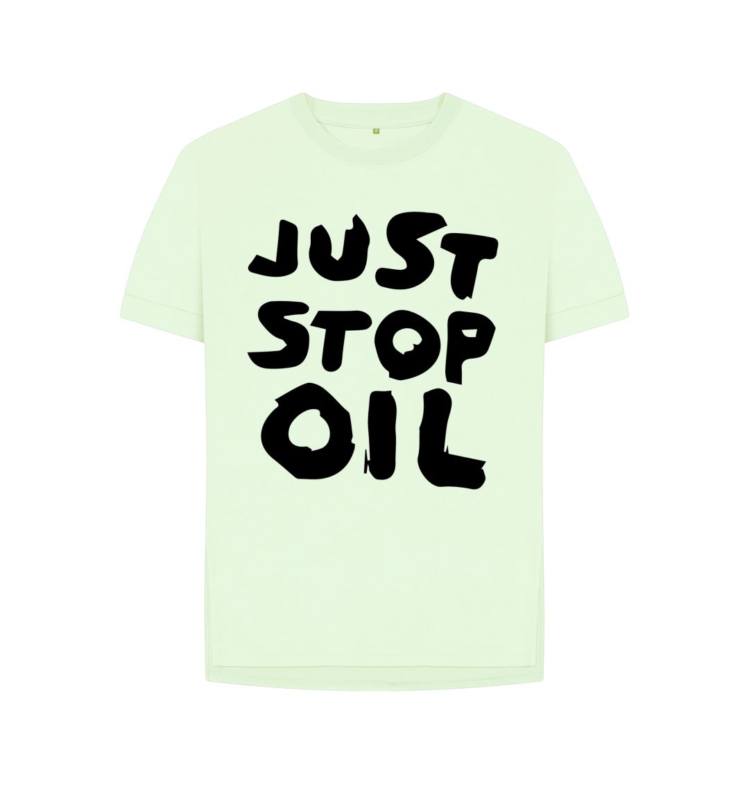 Pastel Green Just Stop Oil x Skull Women's Relaxed Fit Tee