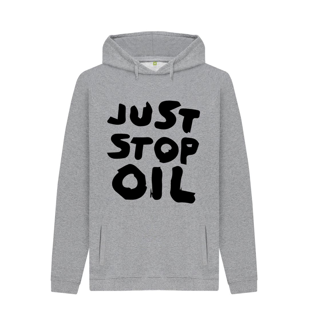 Light Heather Just Stop Oil Double Sided Men's Organic Cotton Hoodie