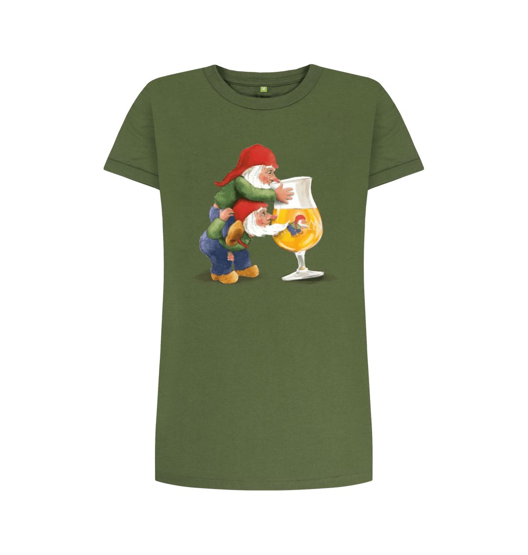 Khaki Gnomes Drinking La Chouffe Women's T-Shirt Dress