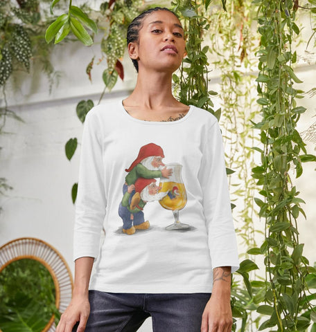 Gnomes Drinking La Chouffe Women's 3/4 Sleeve Tee