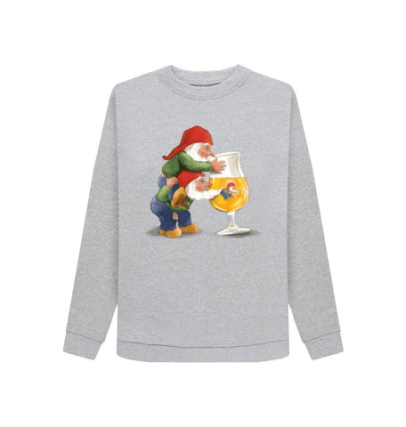 Light Heather Gnomes Drinking La Chouffe Women's Crewneck Sweater