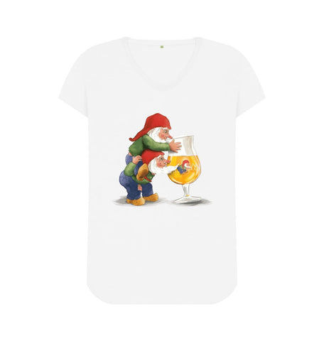 White Gnomes Drinking La Chouffe Women's V-Neck T-Shirt